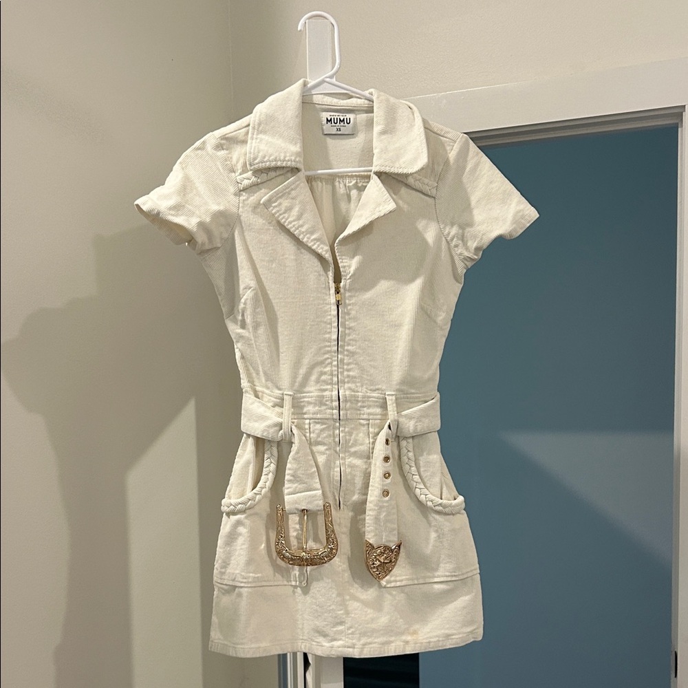 Show Me Your MuMu Cream Short Sleeve Dress